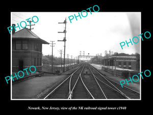 OLD LARGE HISTORIC PHOTO OF NEWARK NEW JERSEY, THE NK RAILROAD TOWER c1940