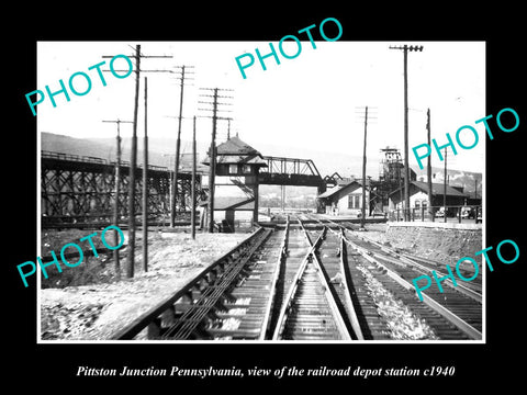 OLD LARGE HISTORIC PHOTO OF PITTSTON Junct PENNSYLVANIA RAILROAD DEPOT c1940