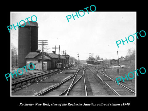 OLD LARGE HISTORIC PHOTO OF ROCHESTER NEW YORK, R/J RAILROAD DEPOT STATION c1940