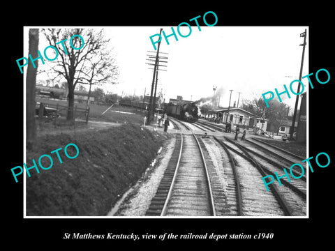 OLD LARGE HISTORIC PHOTO OF St MATTHEWS KENTUCKY RAILROAD DEPOT STATION c1940