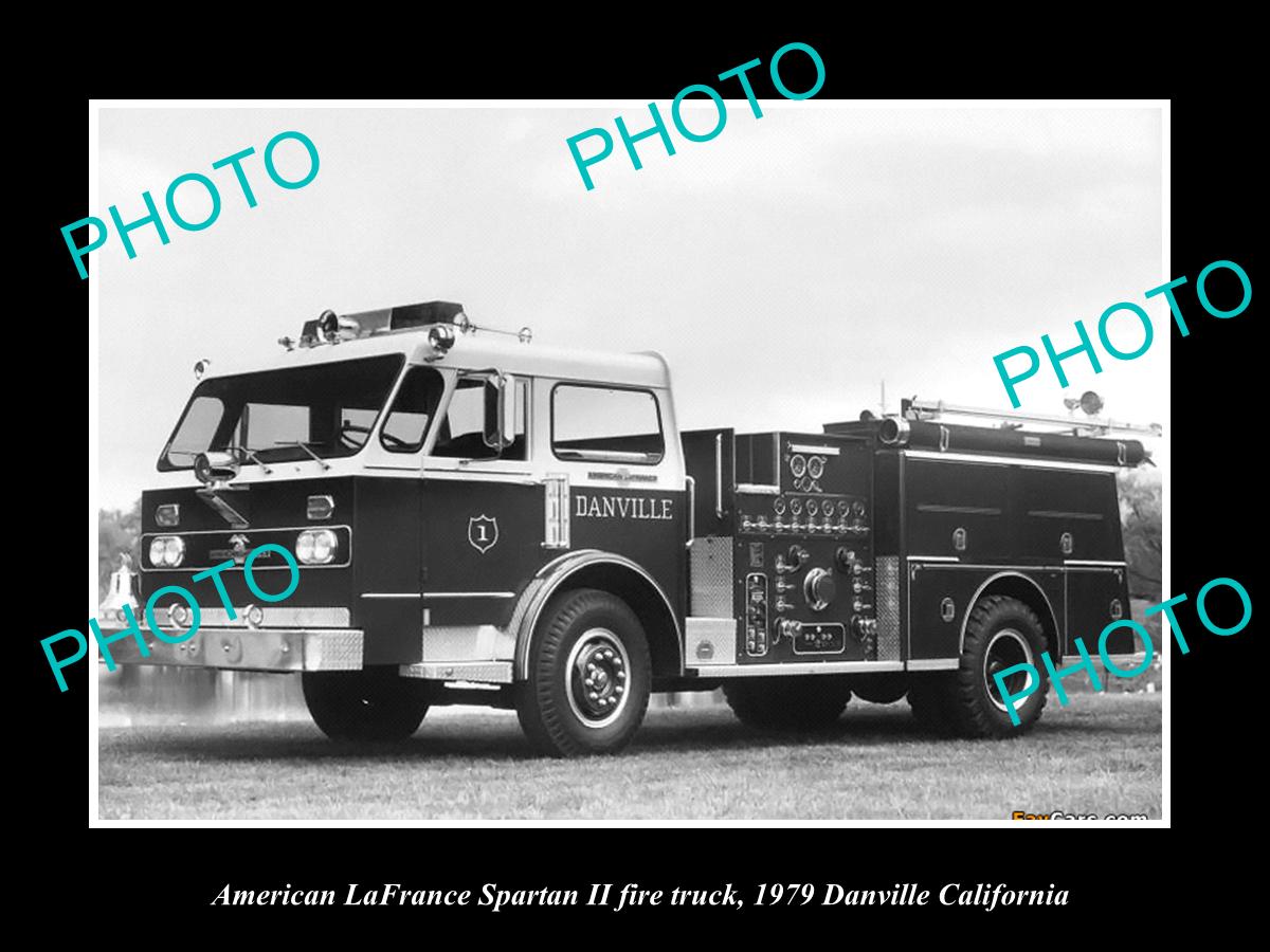 OLD HISTORIC PHOTO OF AMERICAN LAFRANCE FIRE TRUCK,1979 DANVILLE CALIFORNIA