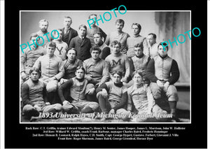 OLD LARGE HISTORIC PHOTO OF UNIVERSITY OF MICHIGAN FOOTBALL TEAM 1893