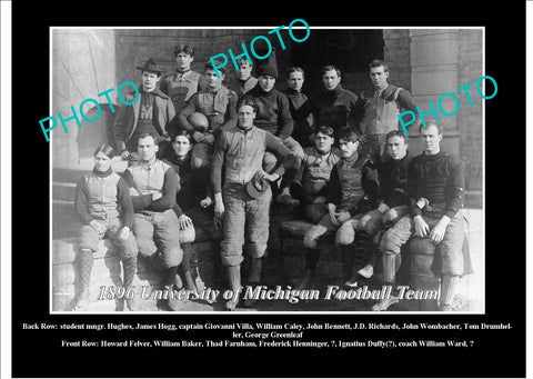 OLD LARGE HISTORIC PHOTO OF UNIVERSITY OF MICHIGAN FOOTBALL TEAM 1896