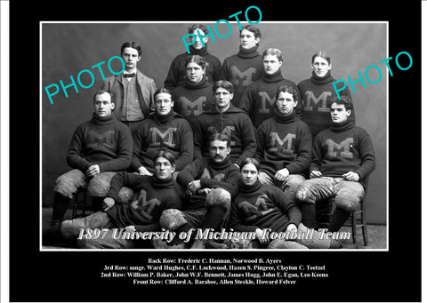 OLD LARGE HISTORIC PHOTO OF UNIVERSITY OF MICHIGAN FOOTBALL TEAM 1897