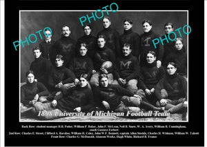 OLD LARGE HISTORIC PHOTO OF UNIVERSITY OF MICHIGAN FOOTBALL TEAM 1898