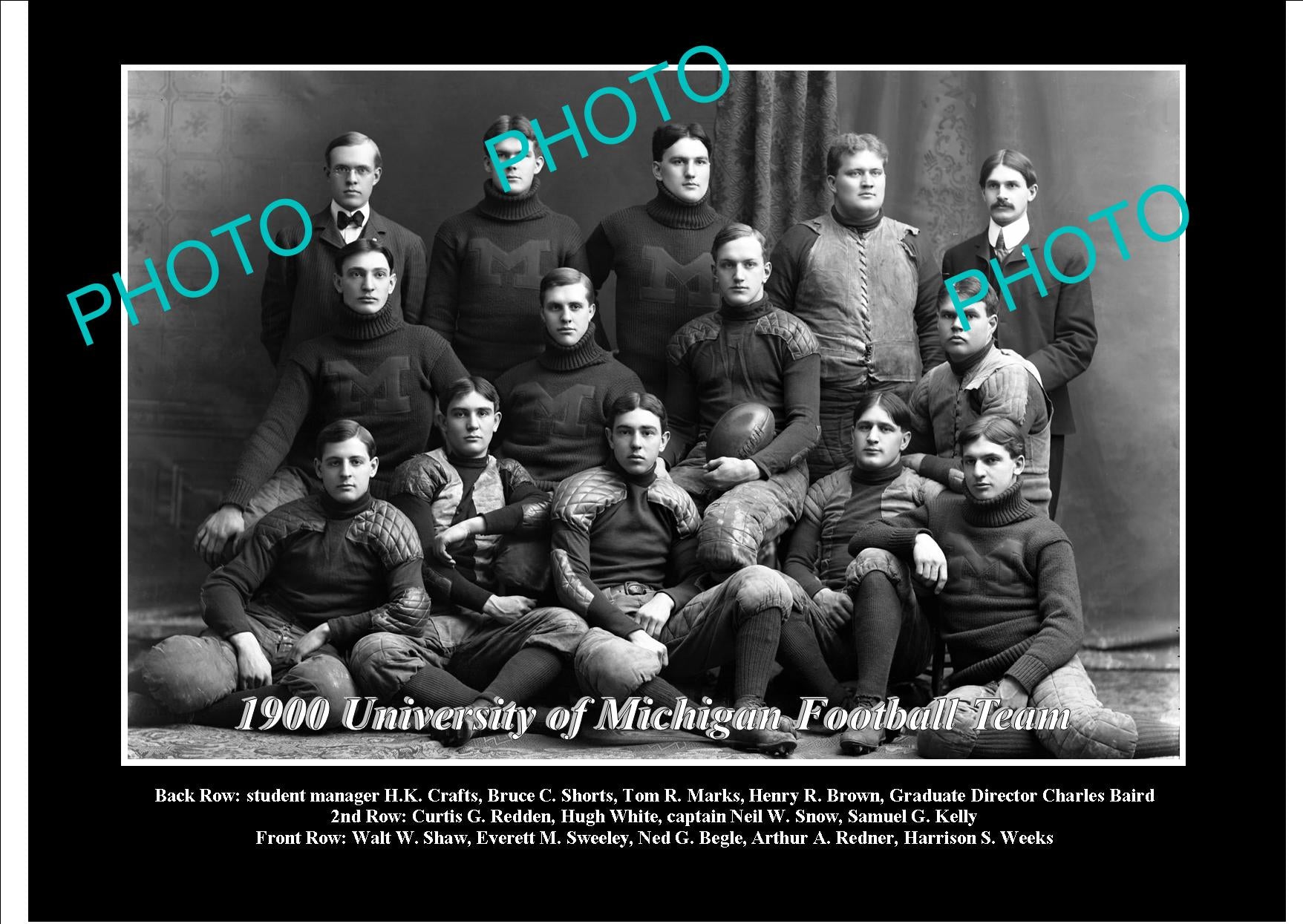 OLD LARGE HISTORIC PHOTO OF UNIVERSITY OF MICHIGAN FOOTBALL TEAM 1900