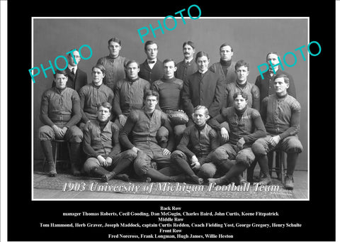 OLD LARGE HISTORIC PHOTO OF UNIVERSITY OF MICHIGAN FOOTBALL TEAM 1903