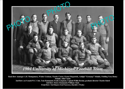 OLD LARGE HISTORIC PHOTO OF UNIVERSITY OF MICHIGAN FOOTBALL TEAM 1904