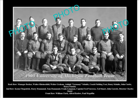 OLD LARGE HISTORIC PHOTO OF UNIVERSITY OF MICHIGAN FOOTBALL TEAM 1905