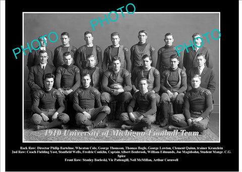 OLD LARGE HISTORIC PHOTO OF UNIVERSITY OF MICHIGAN FOOTBALL TEAM 1910