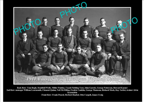 OLD LARGE HISTORIC PHOTO OF UNIVERSITY OF MICHIGAN FOOTBALL TEAM 1911