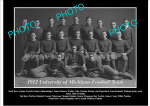 OLD LARGE HISTORIC PHOTO OF UNIVERSITY OF MICHIGAN FOOTBALL TEAM 1912