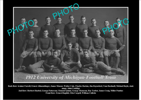 OLD LARGE HISTORIC PHOTO OF UNIVERSITY OF MICHIGAN FOOTBALL TEAM 1912