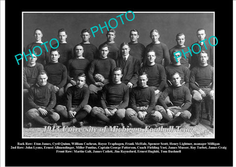 OLD LARGE HISTORIC PHOTO OF UNIVERSITY OF MICHIGAN FOOTBALL TEAM 1913