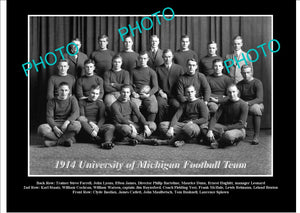 OLD LARGE HISTORIC PHOTO OF UNIVERSITY OF MICHIGAN FOOTBALL TEAM 1914