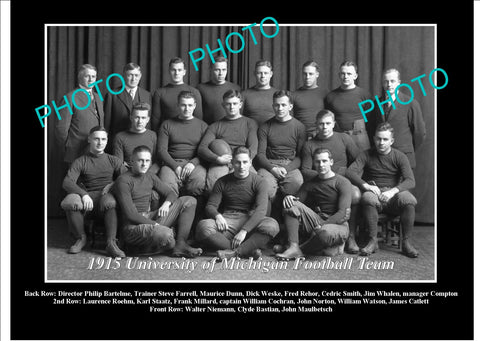 OLD LARGE HISTORIC PHOTO OF UNIVERSITY OF MICHIGAN FOOTBALL TEAM 1915