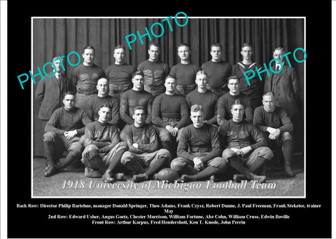 OLD LARGE HISTORIC PHOTO OF UNIVERSITY OF MICHIGAN FOOTBALL TEAM 1918