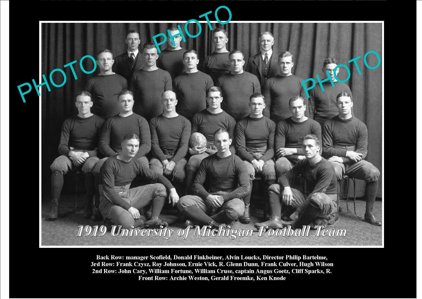 OLD LARGE HISTORIC PHOTO OF UNIVERSITY OF MICHIGAN FOOTBALL TEAM 1919