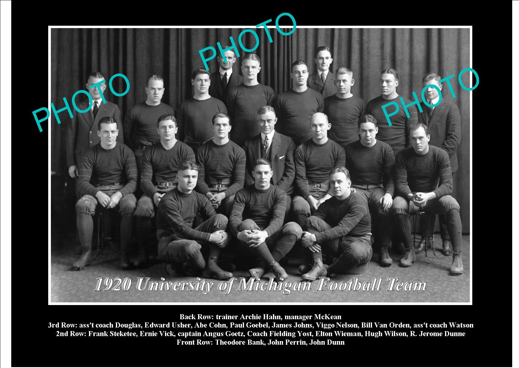 OLD LARGE HISTORIC PHOTO OF UNIVERSITY OF MICHIGAN FOOTBALL TEAM 1920