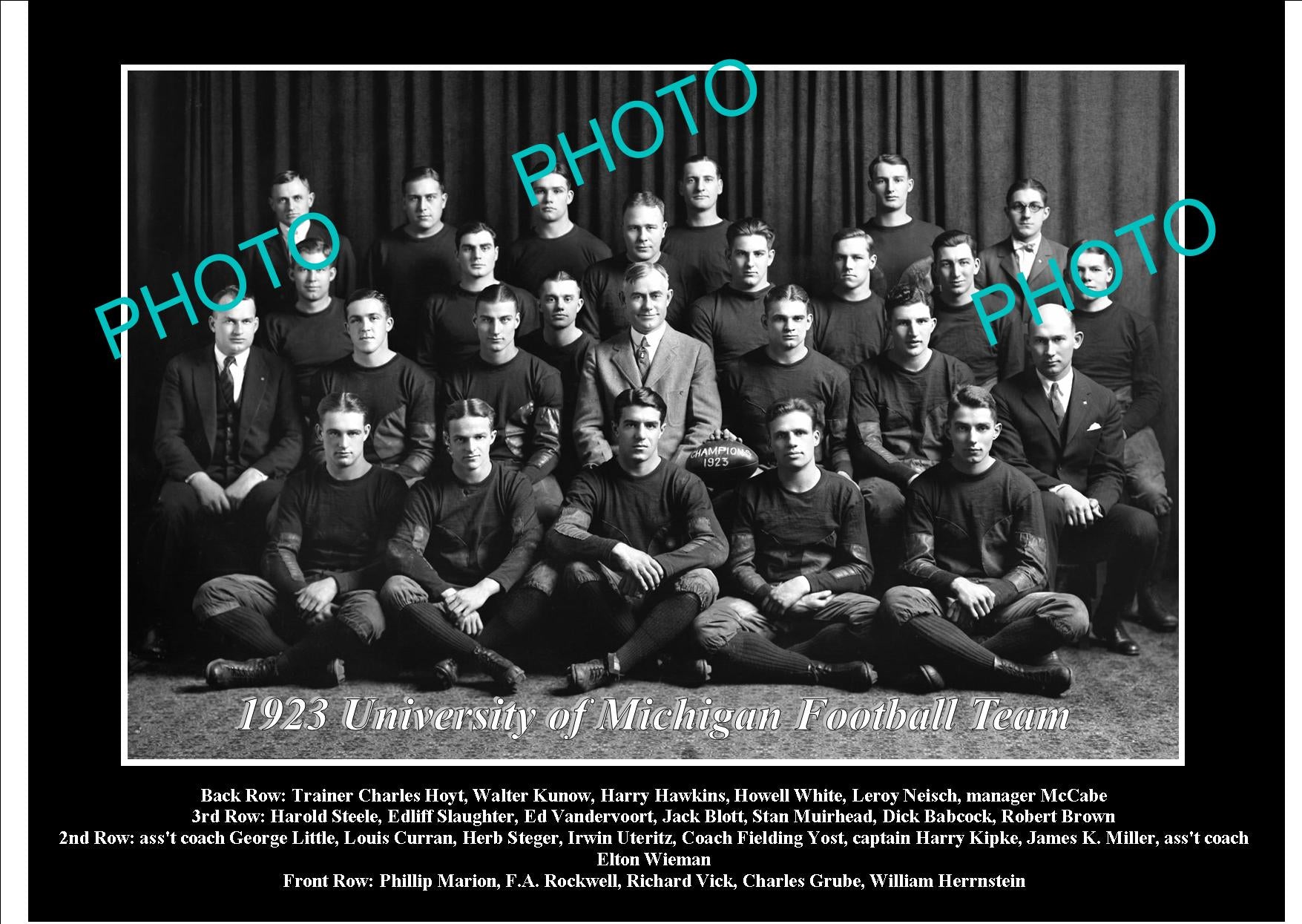 OLD LARGE HISTORIC PHOTO OF UNIVERSITY OF MICHIGAN FOOTBALL TEAM 1923