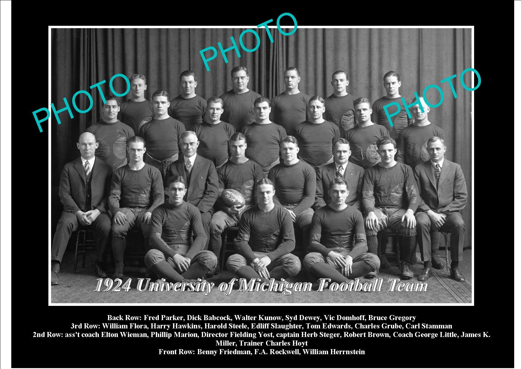 OLD LARGE HISTORIC PHOTO OF UNIVERSITY OF MICHIGAN FOOTBALL TEAM 1924