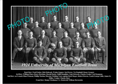 OLD LARGE HISTORIC PHOTO OF UNIVERSITY OF MICHIGAN FOOTBALL TEAM 1924