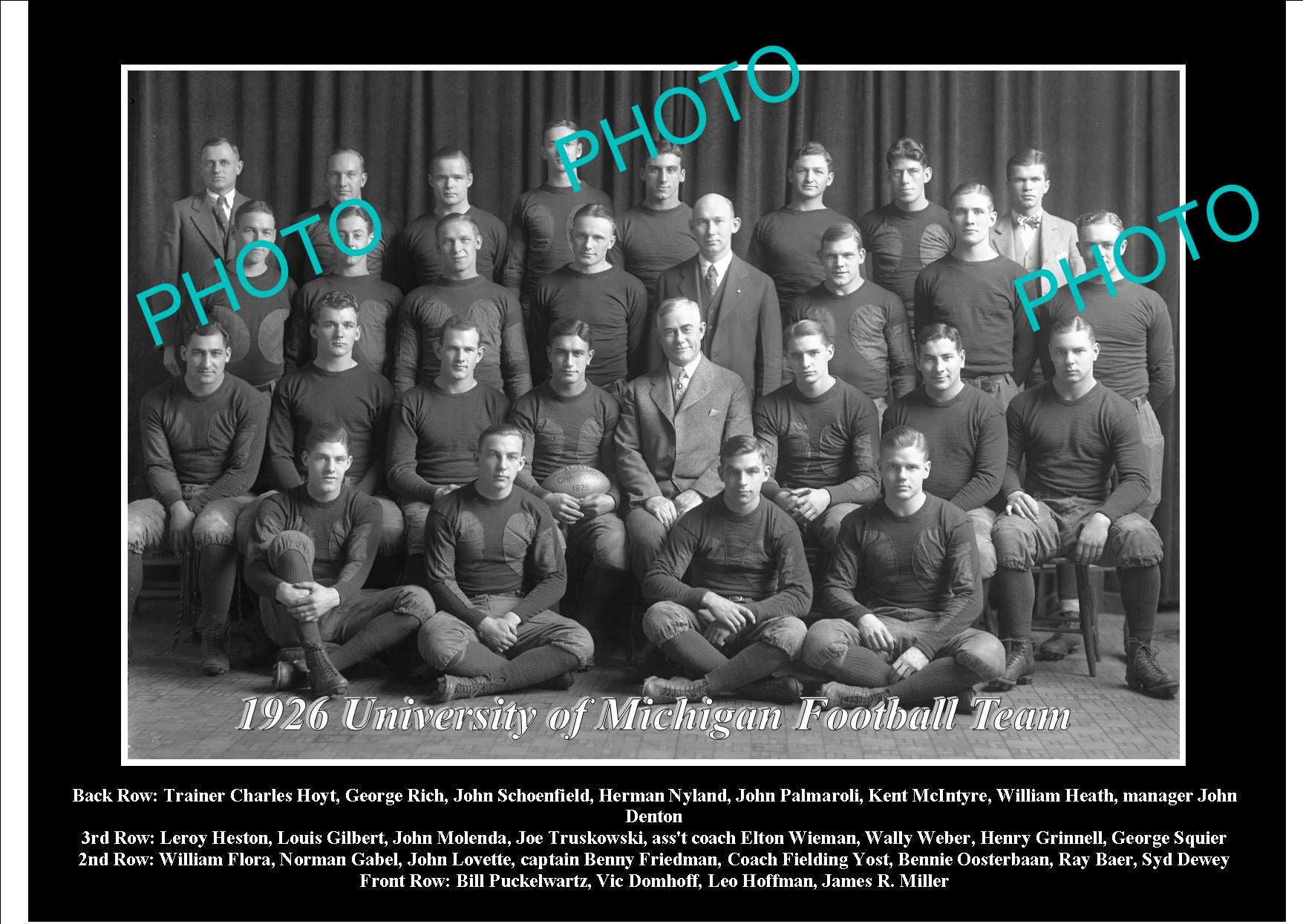 OLD LARGE HISTORIC PHOTO OF UNIVERSITY OF MICHIGAN FOOTBALL TEAM 1926