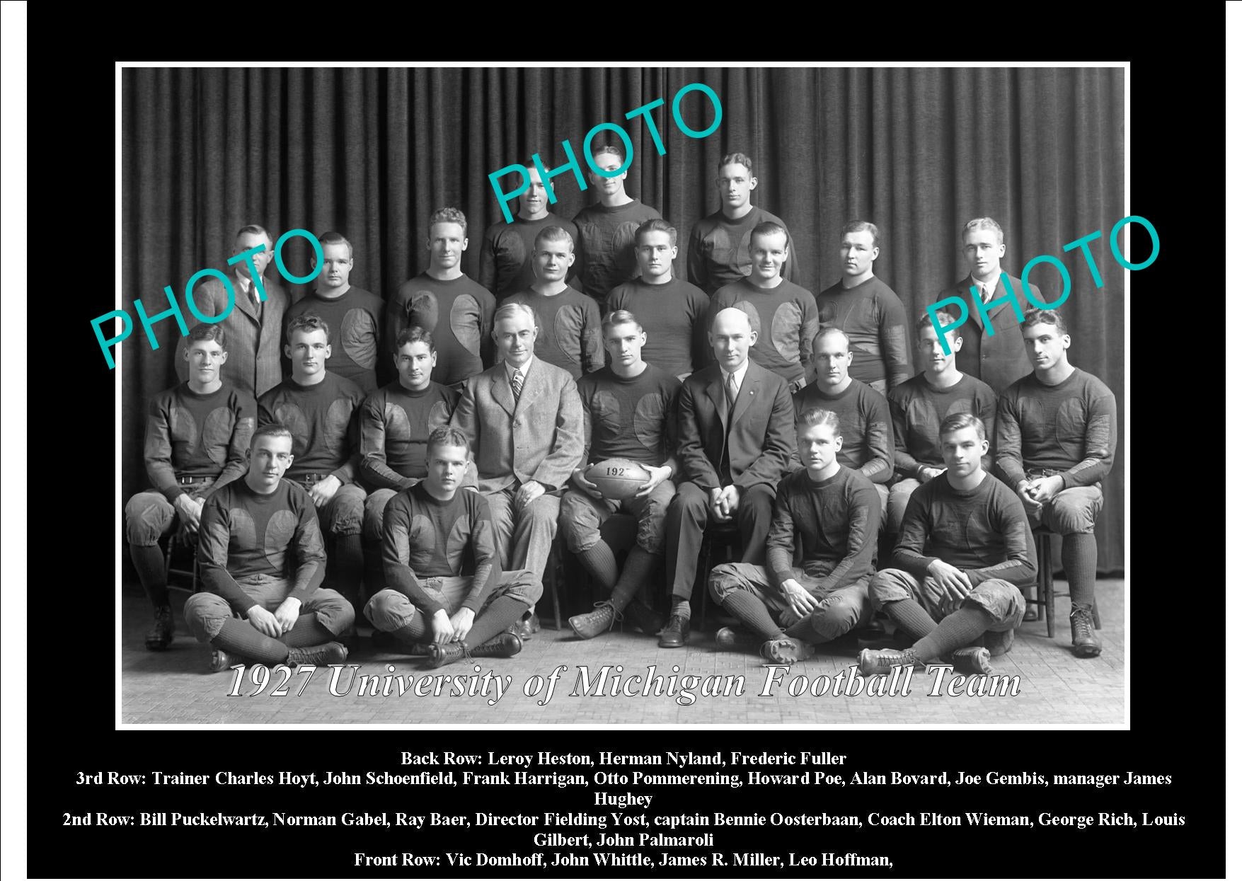 OLD LARGE HISTORIC PHOTO OF UNIVERSITY OF MICHIGAN FOOTBALL TEAM 1927