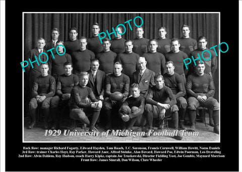 OLD LARGE HISTORIC PHOTO OF UNIVERSITY OF MICHIGAN FOOTBALL TEAM 1929