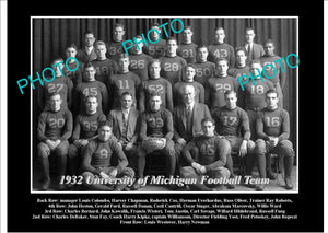 OLD LARGE HISTORIC PHOTO OF UNIVERSITY OF MICHIGAN FOOTBALL TEAM 1932