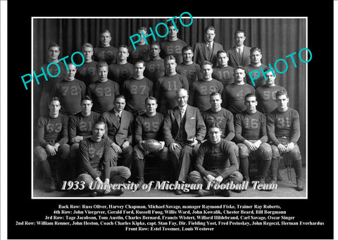 OLD LARGE HISTORIC PHOTO OF UNIVERSITY OF MICHIGAN FOOTBALL TEAM 1933