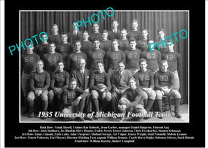 OLD LARGE HISTORIC PHOTO OF UNIVERSITY OF MICHIGAN FOOTBALL TEAM 1935