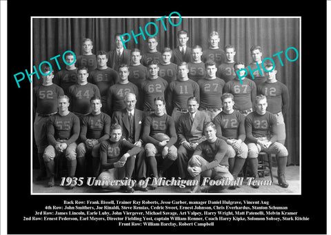 OLD LARGE HISTORIC PHOTO OF UNIVERSITY OF MICHIGAN FOOTBALL TEAM 1935