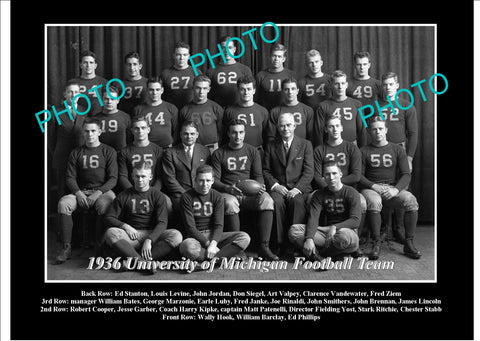 OLD LARGE HISTORIC PHOTO OF UNIVERSITY OF MICHIGAN FOOTBALL TEAM 1936