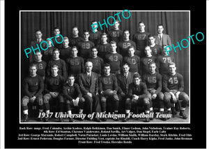 OLD LARGE HISTORIC PHOTO OF UNIVERSITY OF MICHIGAN FOOTBALL TEAM 1937