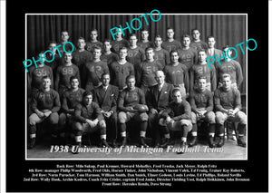 OLD LARGE HISTORIC PHOTO OF UNIVERSITY OF MICHIGAN FOOTBALL TEAM 1938