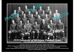 OLD LARGE HISTORIC PHOTO OF UNIVERSITY OF MICHIGAN FOOTBALL TEAM 1939