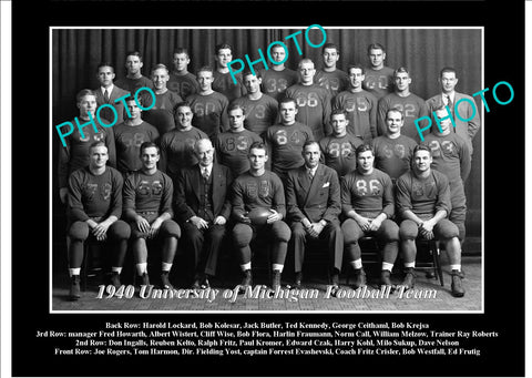 OLD LARGE HISTORIC PHOTO OF UNIVERSITY OF MICHIGAN FOOTBALL TEAM 1940