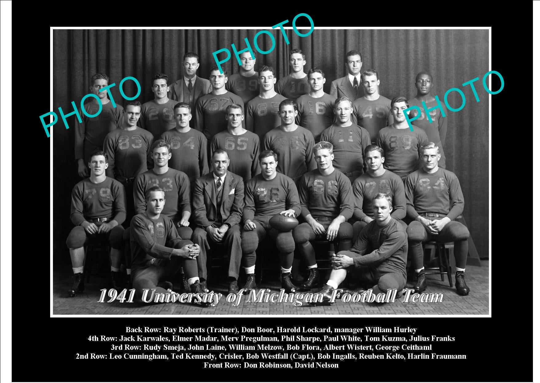 OLD LARGE HISTORIC PHOTO OF UNIVERSITY OF MICHIGAN FOOTBALL TEAM 1941