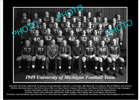 OLD LARGE HISTORIC PHOTO OF UNIVERSITY OF MICHIGAN FOOTBALL TEAM 1949