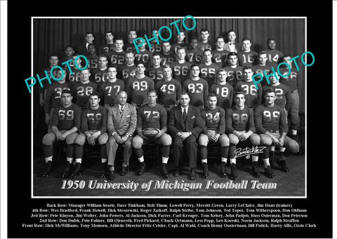 OLD LARGE HISTORIC PHOTO OF UNIVERSITY OF MICHIGAN FOOTBALL TEAM 1950