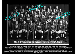 OLD LARGE HISTORIC PHOTO OF UNIVERSITY OF MICHIGAN FOOTBALL TEAM 1955