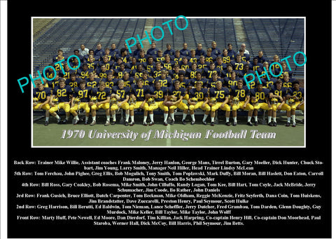 OLD LARGE HISTORIC PHOTO OF UNIVERSITY OF MICHIGAN FOOTBALL TEAM 1970