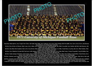 OLD LARGE HISTORIC PHOTO OF UNIVERSITY OF MICHIGAN FOOTBALL TEAM 1973