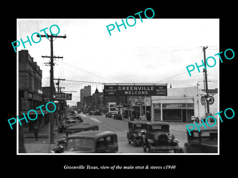 OLD LARGE HISTORIC PHOTO OF GREENVILLE TEXAS, THE MAIN STREET & STORES C1940