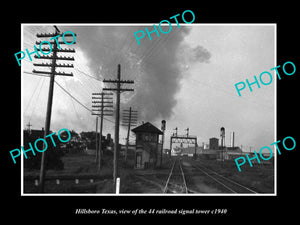 OLD LARGE HISTORIC PHOTO OF HILLSBORO TEXAS, THE  44 RAILROAD SIGNAL TOWER c1940