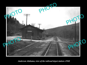 OLD LARGE HISTORIC PHOTO OF ANDERSON ALABAMA, THE RAILROAD DEPOT STATION c1940