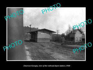 OLD LARGE HISTORIC PHOTO OF EMERSON GEORGIA, THE RAILROAD DEPOT STATION c1940