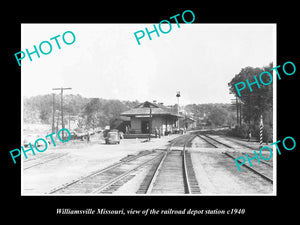 OLD LARGE HISTORIC PHOTO OF WILLIAMSVILLE MISSOURI RAILROAD DEPOT STATION c1940