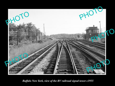 OLD LARGE HISTORIC PHOTO OF BUFFALO NEW YORK,  THE BV RAILROAD TOWER c1955